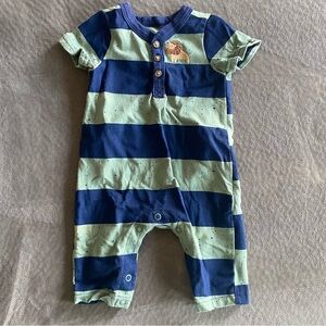 Carter's Blue and Green Baby Romper with Lion Embroidery